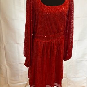 Vine & Love Sparkling Red Long Sleeve Dress